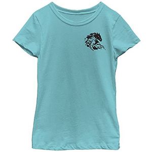 Disney Frozen 2 Elsa Water Horse Girl's Solid Crew Tee, Tahiti Blue, XS, Tahiti Blue, XS