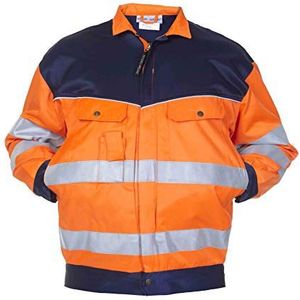 Hydrowear 044477 Hengelo Zomerjas, Bever, Bicolour, 50% Polyester/50% Katoen, 60 Maten, Hi-Vis Oranje/Navy