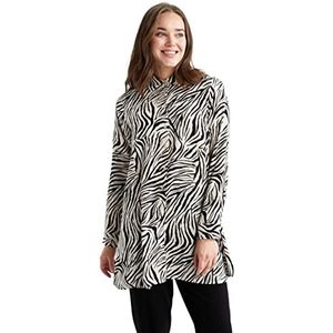 DeFacto Hemdblouse met lange mouwen voor dames, hemd met knopen voor vrijetijdskleding, stone, S