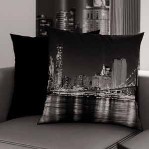 PETTI Artigiani Italiani - Paar kussenslopen 45 x 45 cm, van microvezel, decoratief kussen voor slaapkamer, bank, woonkamer, set van 2 kussenslopen, City zwart, 100% Made in Italy