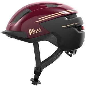 ABUS Fietshelm Purl-Y ACE met ledlicht, ritten op e-bike en S-pedelec, NTA-veiligheidshelm voor volwassenen en jongeren, 100 jaar editie, rood, maat S
