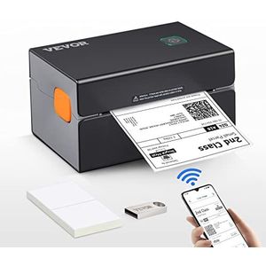 VEVOR Bluetooth labelprinter HD (300DPI), DHL labelprinter met USB-poort en automatische herkenning van etiketten, ondersteunt Windows/MacOS/Linux, geschikt voor Amazon, Ebay, Etsy, enz