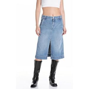 Replay Dames jeansrok knielang, lichtblauw 010 (blauw), 23, 010, lichtblauw