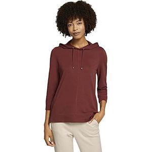 TOM TAILOR Dames Shirt met 3/4 mouwen en capuchon 1027132, 27470 - Dark Maroon Red, L