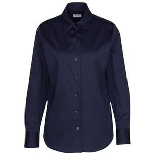 Seidensticker Hemdblouse voor dames, modieuze blouse, regular fit, hemdblousekraag, lange mouwen, katoenmix, stretch, Donkerblauw, 42