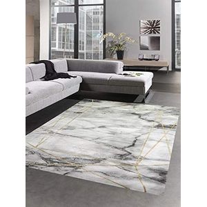 CARPETIA Tapijt woonkamer tapijt marmer patroon met glanzende vezels grijs goud maat 160x230 cm