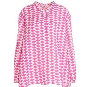 Seidensticker Damesblouse met opstaande kraag, modieuze blouse, regular fit, opstaande kraag, lange mouwen, 100% linnen, roze, 54 NL