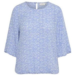 KAFFE T-shirt voor dames, bedrukt, lange mouwen, los, Grapemist Blue/Chalk Flower, 36