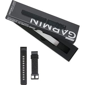 GARMIN QuickFit Horlogebandje, Nylon, 20mm, Geschakeerd Zwart met Zwart Sluiting