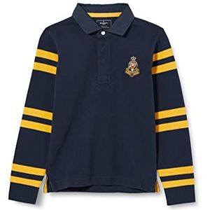Hackett London Boy's Heritage STR SLV Polo Shirt, Navy/Gold, 11 Jaar
