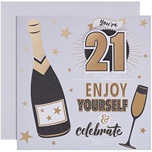 Hallmark 21e verjaardagskaart - Hedendaagse geïllustreerde champagne en tekstontwerp