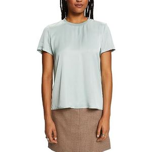 ESPRIT Satijnen blouse met korte mouwen, Light Aqua Green, M