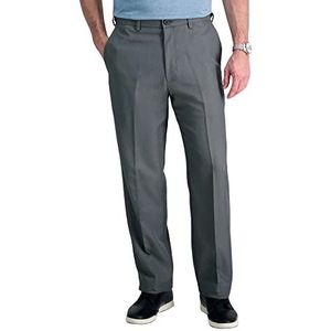 Haggar Cool 18 Flat Front Informele herenbroek met klassieke pasvorm en verborgen verlengbare tailleband, Grafiet, 44W / 29L