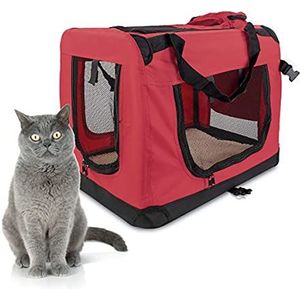 Mobiclinic, Reismand (reistas kat, katten, honden, konijnen, fretten, chinchilla's), Balu, Maat M, Reisdraagtas, Met Handgrepen, Ademend, Opvouwbaar, 57x38x44 cm, Rood