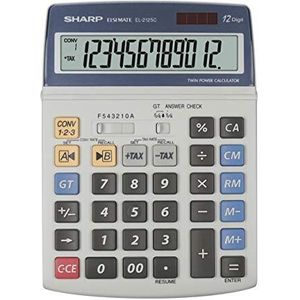 Sharp EL-2125C tafelrekenmachine (12 cijfers, belastingberekeningsfunctie) wit
