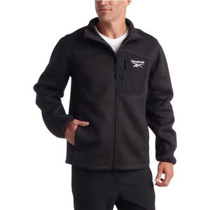 Reebok Men's Sweater Jacket - Fleece Lined Weather Resistant Insulated Outerwear - Cozy Sweater Jackets for Men (Sizes:M-XXL), Size X-Large, Black Heather/Black