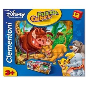Clementoni 41406 Puzzel met dobbelstenen, WD Animal Friends puzzel met 12 dobbelstenen, 12 delen