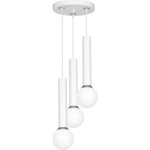 Homemania hanglamp, metaal, glas, wit, chroom