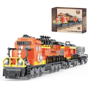 COGO Goederentrein bouwspeelgoed, 635 stuks treinspeelgoedsets, 3 wagens, creatief speelgoed, cadeauset, vanaf 7 jaar, voor jongens en meisjes