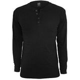 Urban Classics Heren Basic Henley L/S T-shirt, heren shirt met lange mouwen, verkrijgbaar in vele, maten XS tot XXL, zwart, XL
