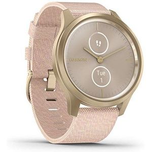 GARMIN Vívomove Style, Stijlvolle Hybride Smartwatch, Dames, 2 AMOLED-Kleurendisplays, Nylon Polsband, Sport-Apps, Gezondheidsgegevens, Waterdicht (Gereviseerd)