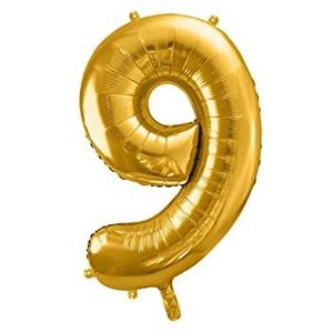 DaLoKu Luchtballon cijfer 86cm XXL folieballon verjaardag leeftijd oudejaarsavond decoratie party, kleur: getal 9 - goud