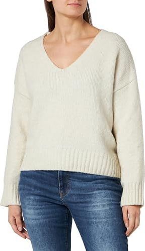 PIECES - NANCY - Trui - Crème - Gerecycled Materiaal - V-hals