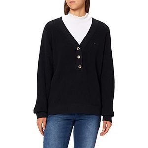 Tommy Hilfiger Dames Hayana Henley V-nk Trui, woestijn hemel, XXS