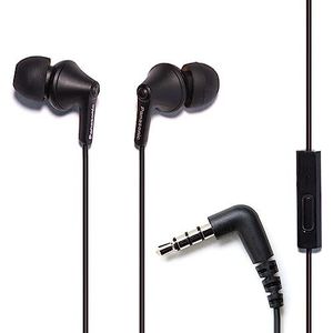 Panasonic ErgoFit bedrade oordopjes, in-ear hoofdtelefoon met microfoon en oproepcontroller, ergonomische op maat gemaakte oortjes (S/M/L), 3,5 mm jack voor telefoons en laptops - RP-TCM125-KA