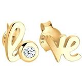 Diamore Dames oorbellen Love-belettering 585 geelgoud diamant (0,03 ct) wit 585 geelgoud diamant (0,03 ct) wit rond geslepen - 0312512713