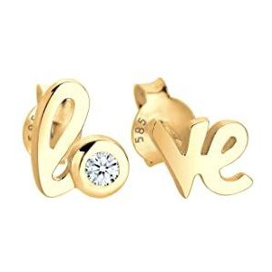 Diamore Dames oorbellen Love-belettering 585 geelgoud diamant (0,03 ct) wit 585 geelgoud diamant (0,03 ct) wit rond geslepen - 0312512713