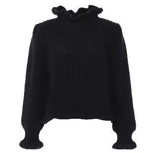 faina Stijlvolle gebreide trui voor dames met ruches zwart maat XL/XXL, zwart, XL