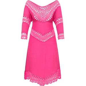 ECY Dames tuniekjurk mini met gehaakte jurk, roze, M/L