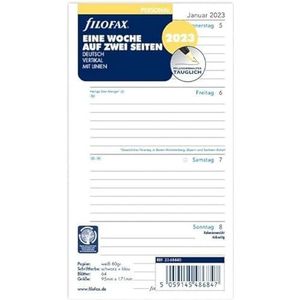 Filofax Personal 1 week op 2 pagina's verticaal (Duits) 2023, wit, 23-68440