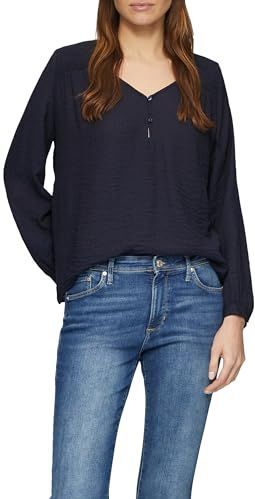 s.Oliver - Blouse - Navy - Wijde Blouse - Lange Mouw