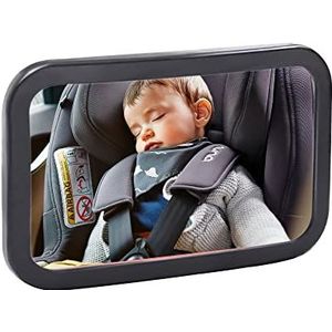 AMOOW Spiegel auto baby, 360° draaibare achteruitkijkspiegel baby auto voor kinderzitje met instelbare elastiek, achterbankspiegel zonder onderdelen schroeven, splintervaste autospiegel baby zwart