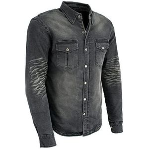 Milwaukee Leather MPM1620 Bikershirt voor heren, zwart, flanel met CE-goedgekeurd Armor, versterkte met aramidevezel - small
