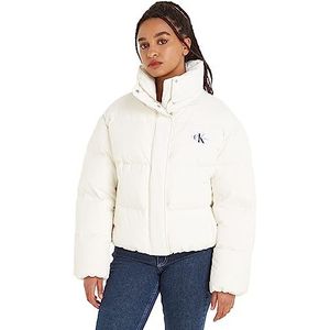 Calvin Klein Jeans Vrouwen Down Soft Touch Label Puffer Bovenkleding, Ivoor, XS