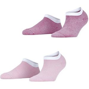ESPRIT Dames Korte sokken Fine Stripe 2-Pack W SN Katoen Kort gedessineerd Multipack 2 Paar, Veelkleurig (Pink 0170), 35-38