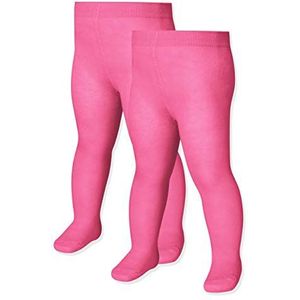 Playshoes Uniseks thermische panty voor kinderen, effen, dubbelpak (set van 2), 18 - Roze, 50-56