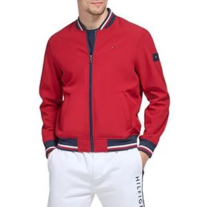 Tommy Hilfiger Lichtgewicht Varsity Rib Knit Bomberjack voor heren, Rood, L