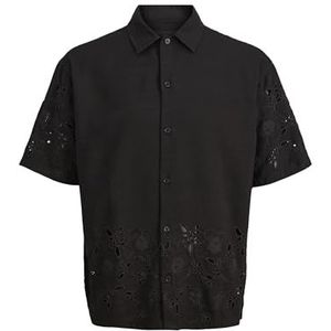 JACK & JONES Heren Jprblajosh Broderie Anglaise S/S Shirt, zwart beauty, M