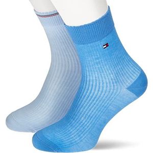 Tommy Hilfiger womens Tecel Rib Short Sock, blauw, 39-42 (2-pack)