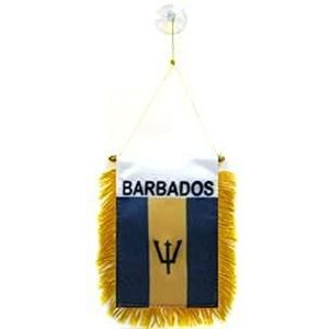 Barbados mini Banner 6'' x 4'' - Barbadian PENNANT 15 x 10 cm - mini Banners 4x6 inch zuignap hanger - AZ FLAG