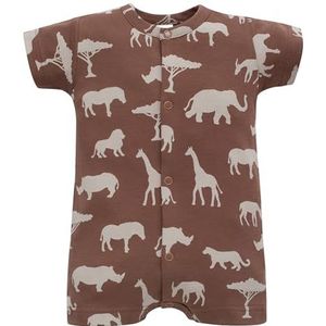Pinokio Luierromer Safari, 100% katoen bruin, Afrikamapatrooster, jongens 56-74 (68), bruin safari, 68 cm