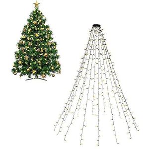 goobay 60387 LED boomjas lichtketting ring/dennenboom/kerstboomverlichting kabel binnen + buiten/kerstboomverlichting/kerstboomversiering, olijfgroen zwart, voor bomen van 1,40-1,75 meter