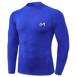 MEETYOO Compressie basislaag voor heren, heren top lang/korte mouwen T-shirt sportuitrusting fitness panty voor hardlopen gym workout, Blauw-lang, XL