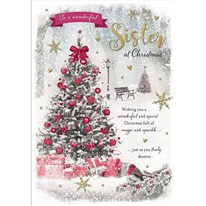 Piccadilly Greetings Piccadilly Greetings Photo Christmas Card Sister, rood|beige|bruin|grijs, 9 x 6 inch