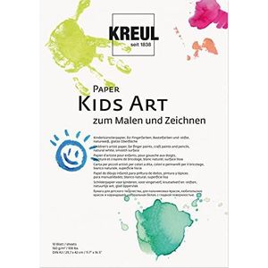 KREUL 27502 - Paper Kids Art voor schilderen en tekenen, DIN A3, 20 vel, kinderkunstpapier, natuurwit, glad oppervlak, geschikt voor vingerverf, knutselverf en potloden.