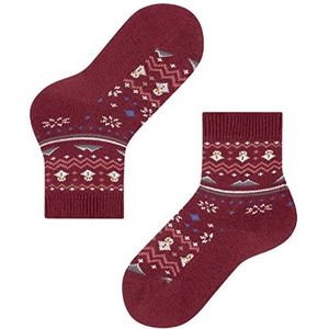 FALKE Unisex kinderen winter Fair Isle sokken wol kasjmier dik patroon 1 paar, Rood (Ruby 8830), 23-26 EU